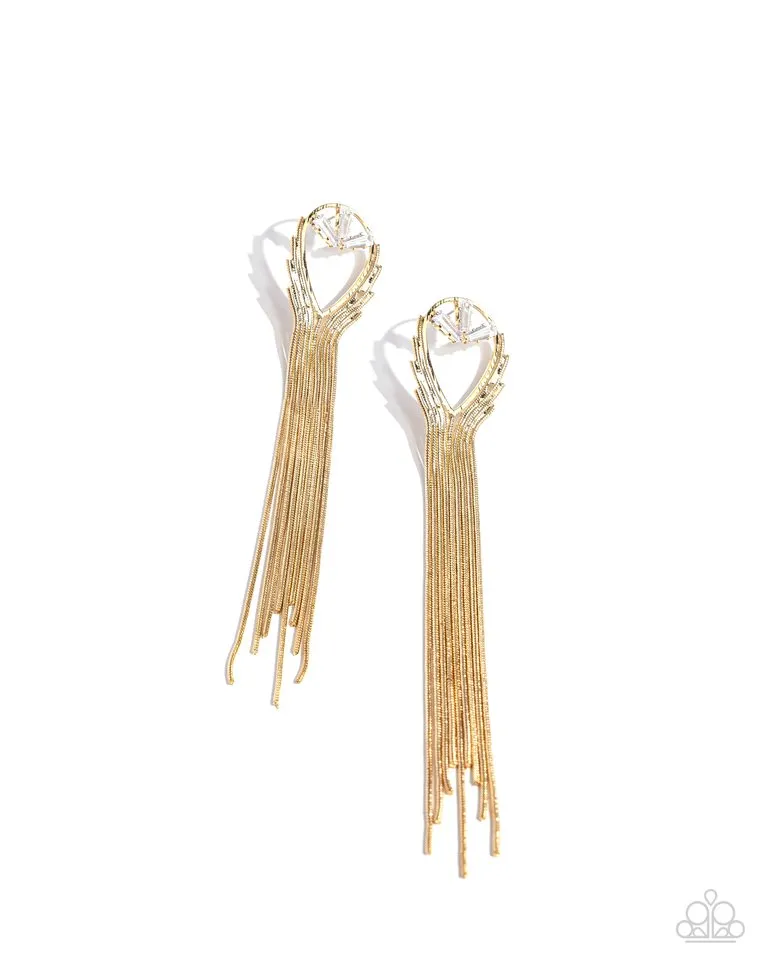 Paparazzi Earring ~ Elongated Effervescence - Gold