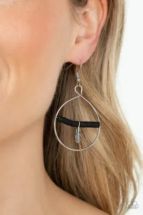 Paparazzi Earring ~ Free Bird Freedom - Black