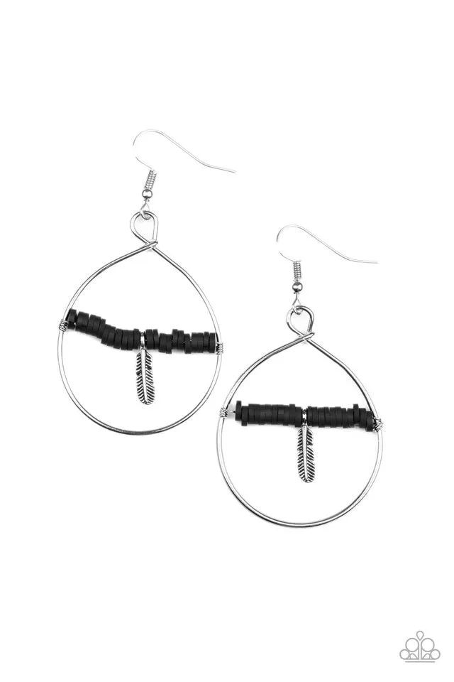 Paparazzi Earring ~ Free Bird Freedom - Black