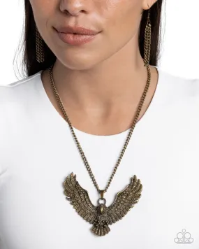 Paparazzi Necklace ~ Edgy Eagle - Brass