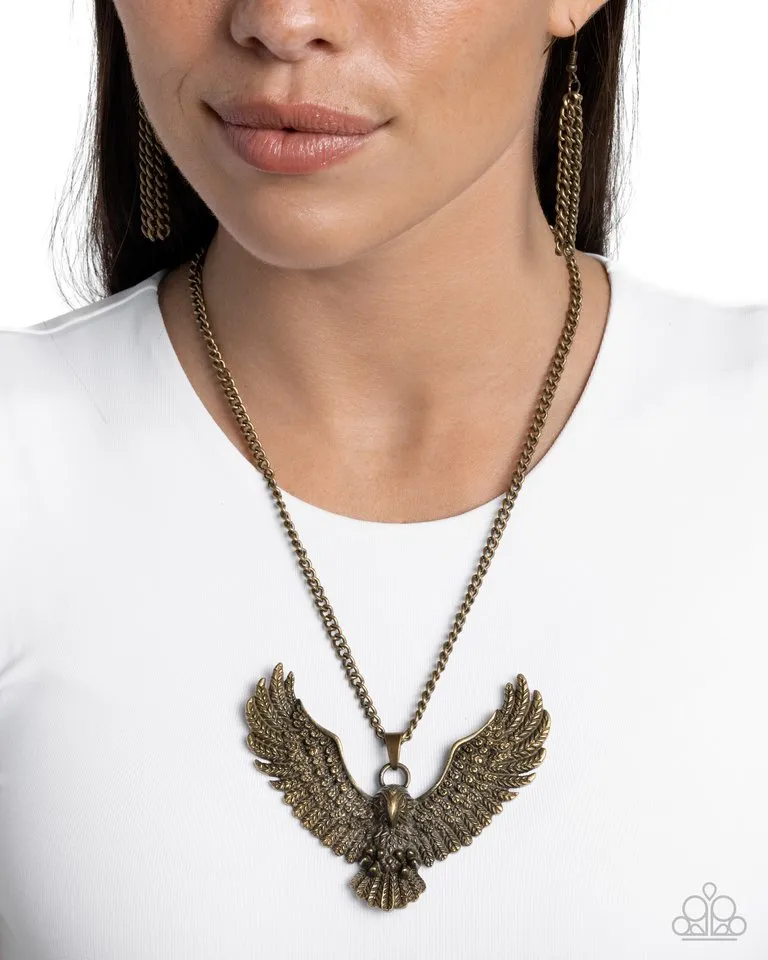 Paparazzi Necklace ~ Edgy Eagle - Brass