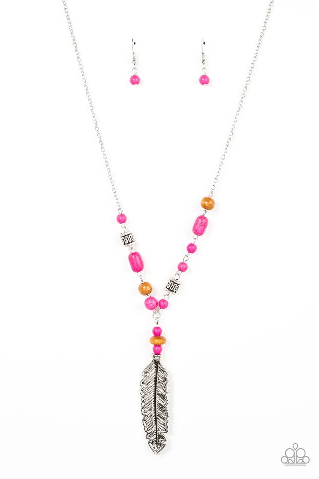 Paparazzi Necklace ~ Watch Me Fly - Pink