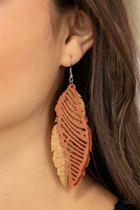 Paparazzi WINGING Off The Hook - Brown Earrings