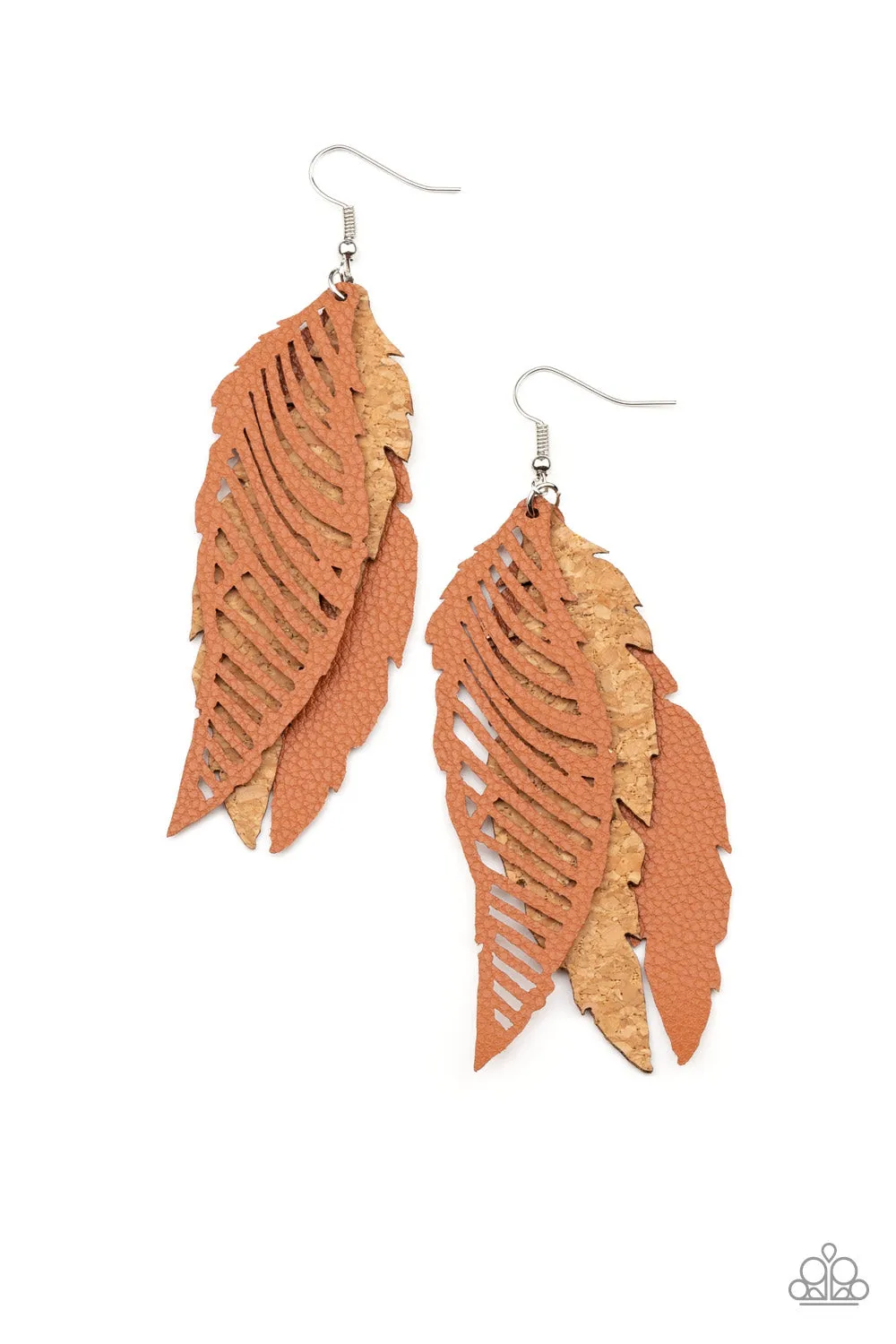Paparazzi WINGING Off The Hook - Brown Earrings