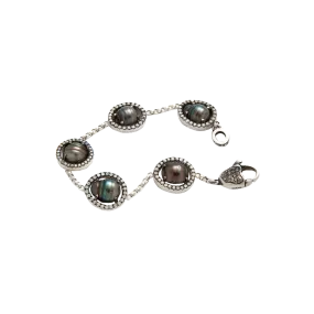 Pearl-Slice and Diamond Chain Bracelet