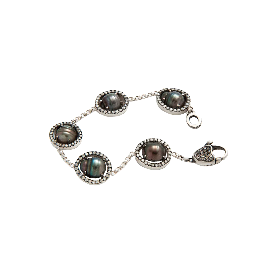 Pearl-Slice and Diamond Chain Bracelet