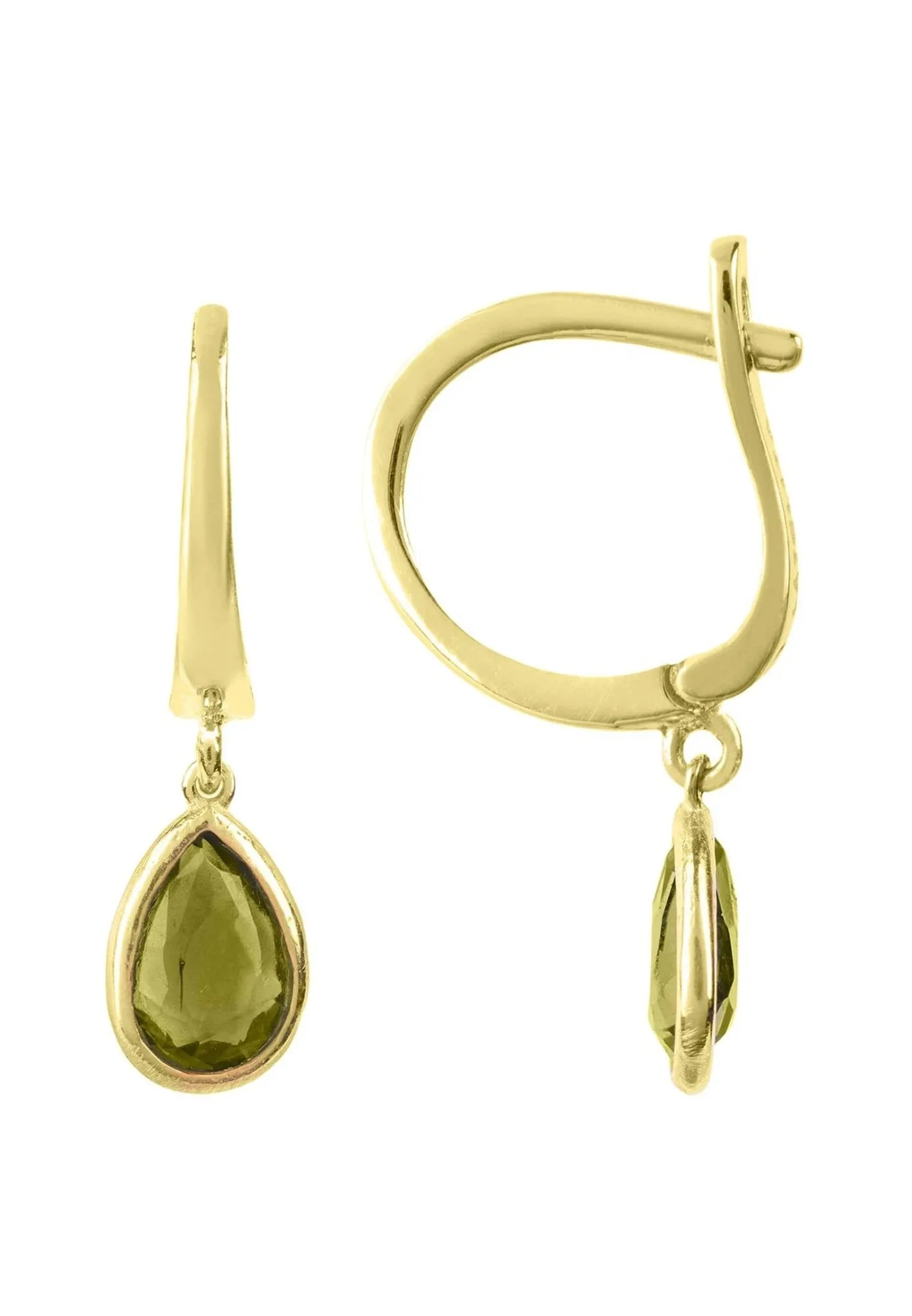 Pisa Mini Teardrop Earrings Gold Peridot