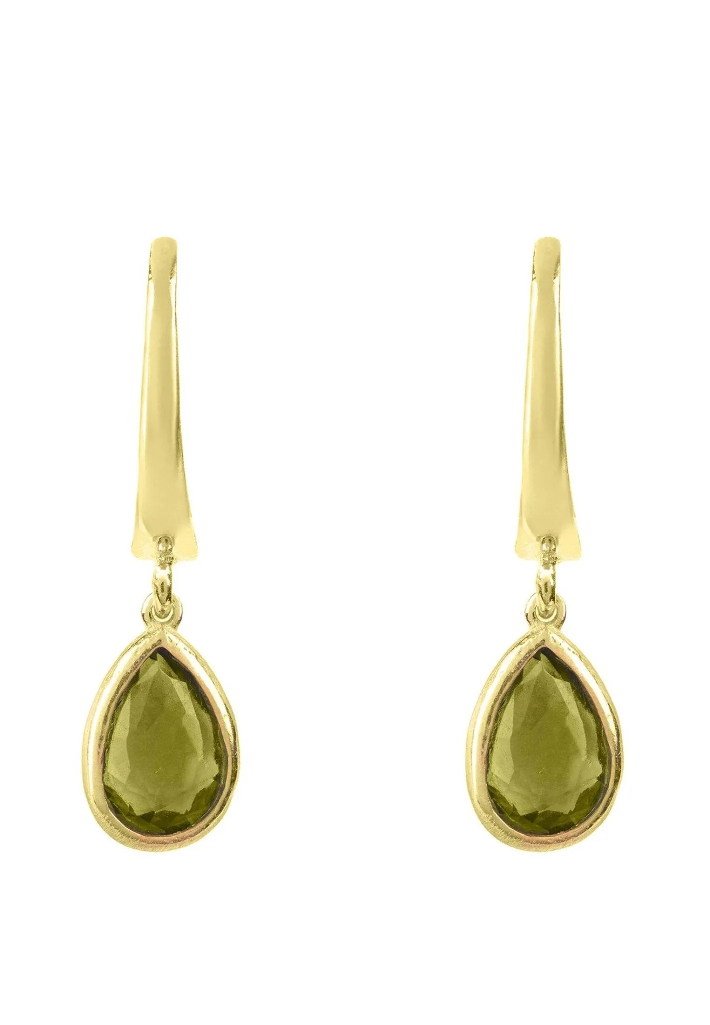 Pisa Mini Teardrop Earrings Gold Peridot