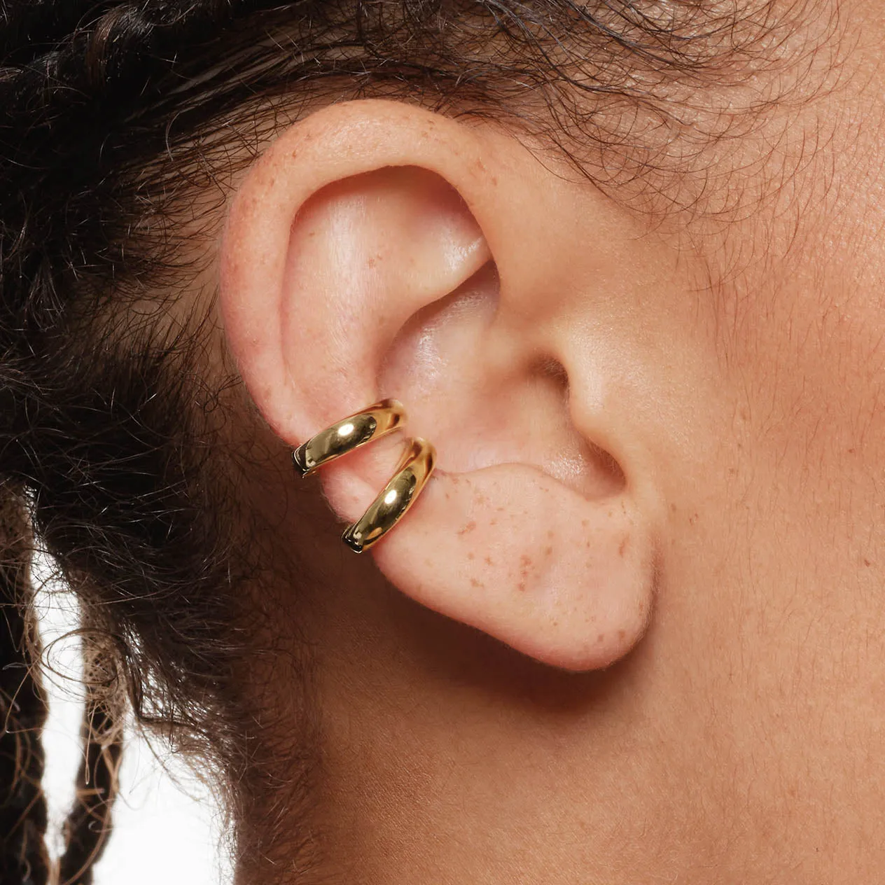 Plain Bar Hinge Ear Cuff Set in Gold