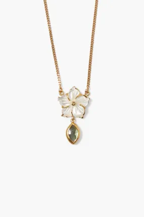 Plumeria Drop Necklace Labradorite Mix