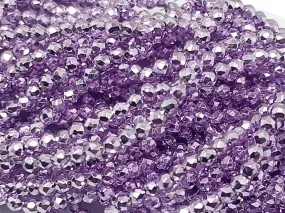 Purple Metallic Spherical Faceted Glass Crystal Beads