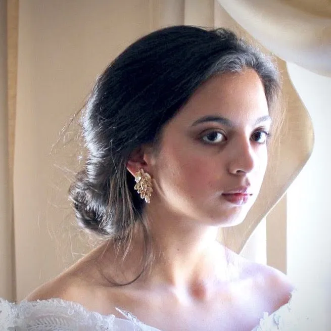"Myria" -  Gold Swarovski Crystal Bridal Earrings