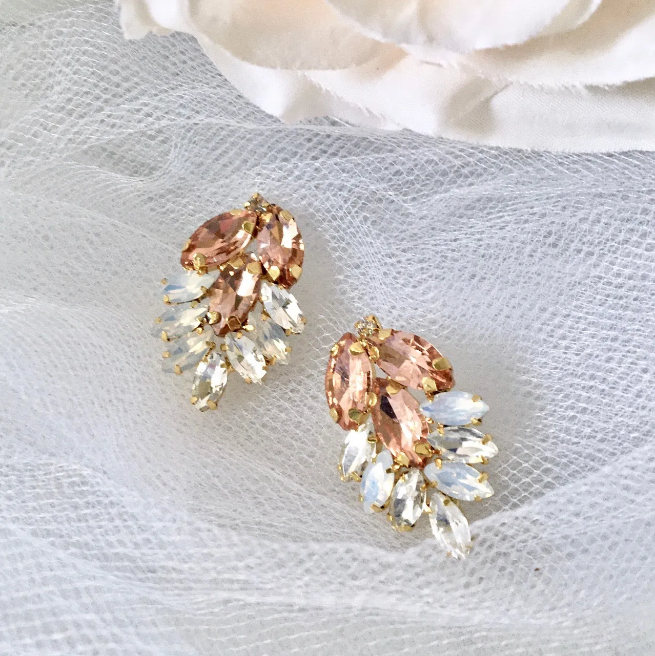 "Myria" -  Gold Swarovski Crystal Bridal Earrings