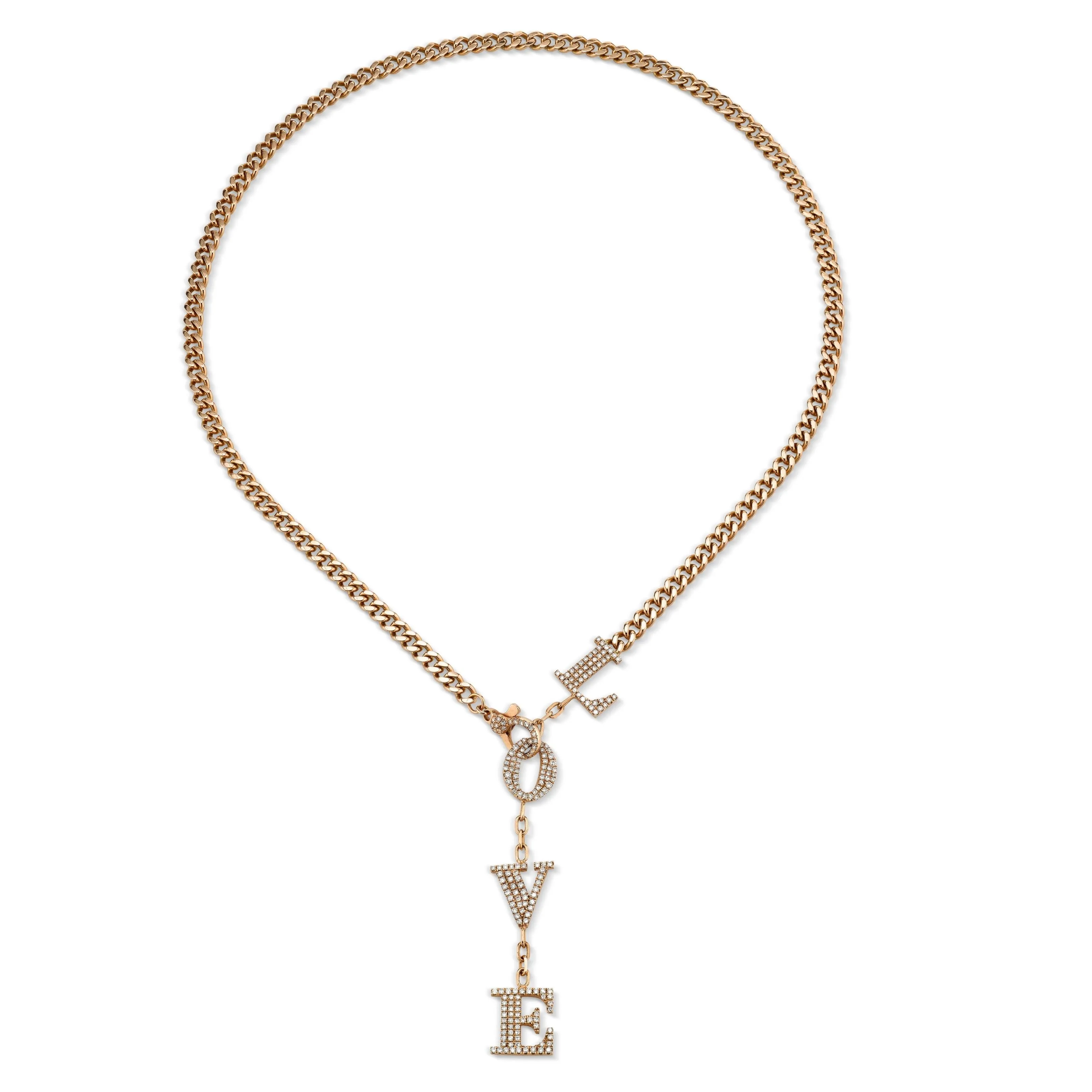 READY TO SHIP DIAMOND LOVE  BABY LINK Y NECKLACE