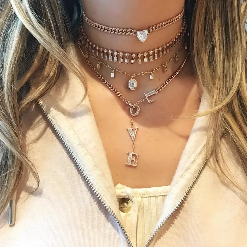 READY TO SHIP DIAMOND LOVE  BABY LINK Y NECKLACE
