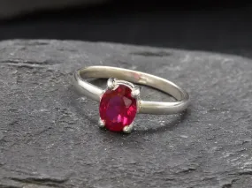 Red Ruby Ring - Classic Oval Ring - Vintage Solitaire Ring