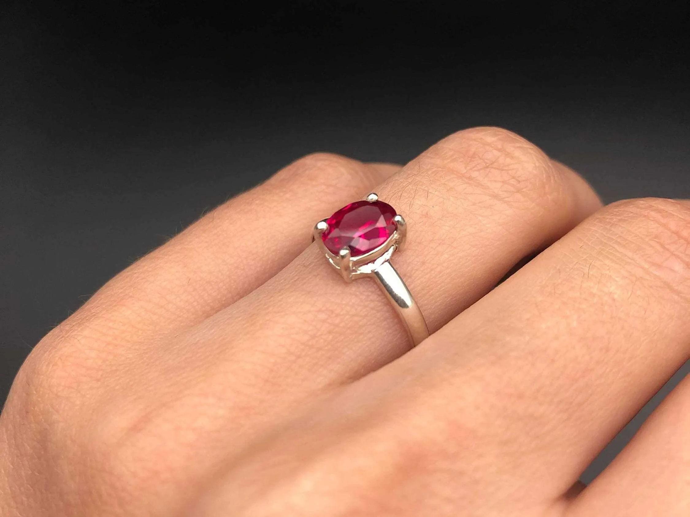 Red Ruby Ring - Classic Oval Ring - Vintage Solitaire Ring