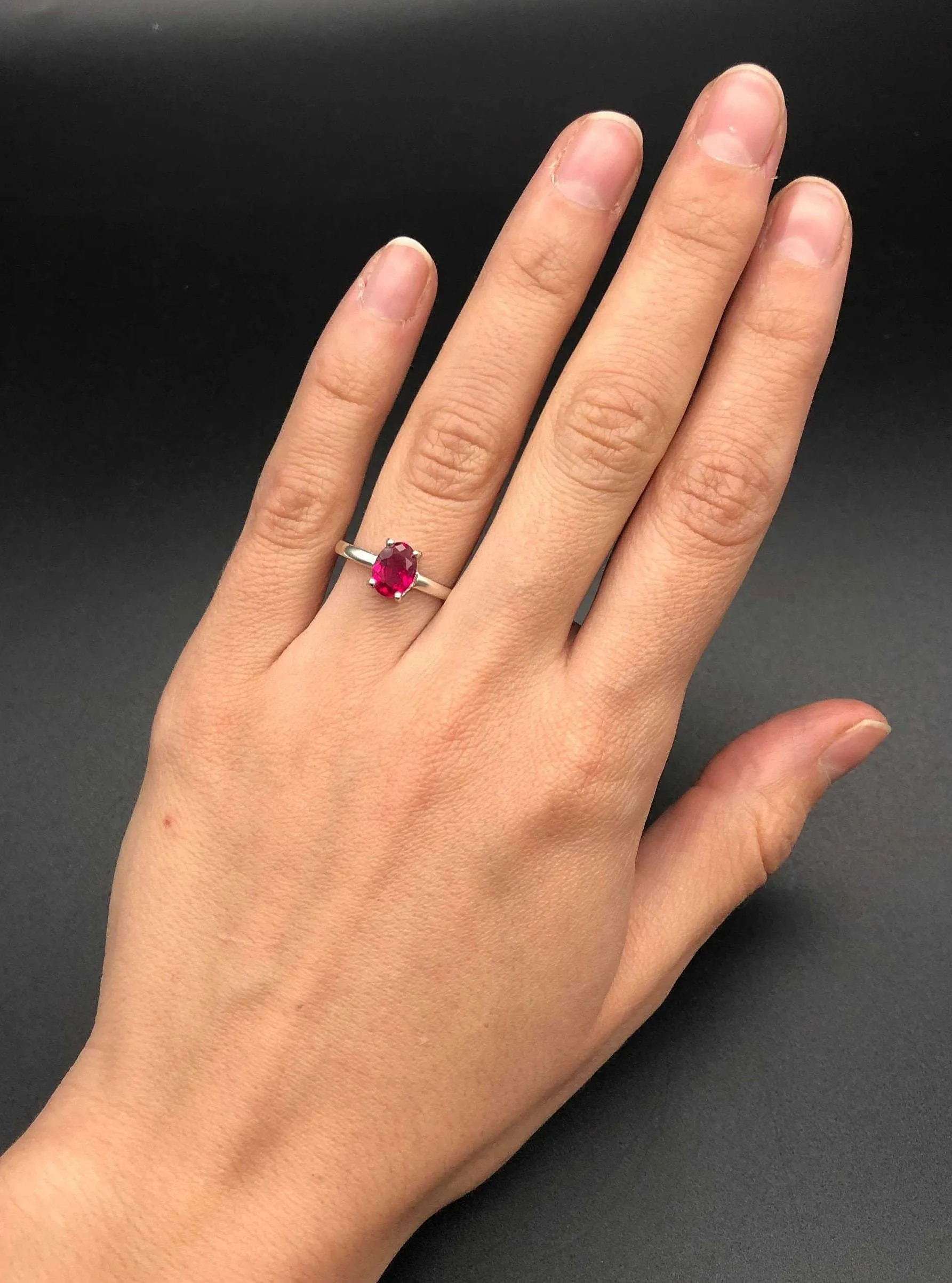 Red Ruby Ring - Classic Oval Ring - Vintage Solitaire Ring