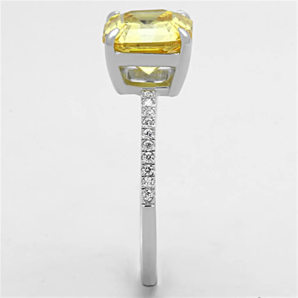 Rhodium 925 Sterling Silver Ring with Cubic in Topaz for Women Style TS175