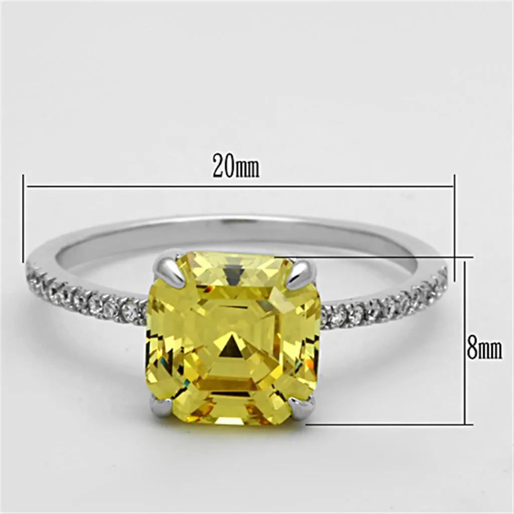 Rhodium 925 Sterling Silver Ring with Cubic in Topaz for Women Style TS175