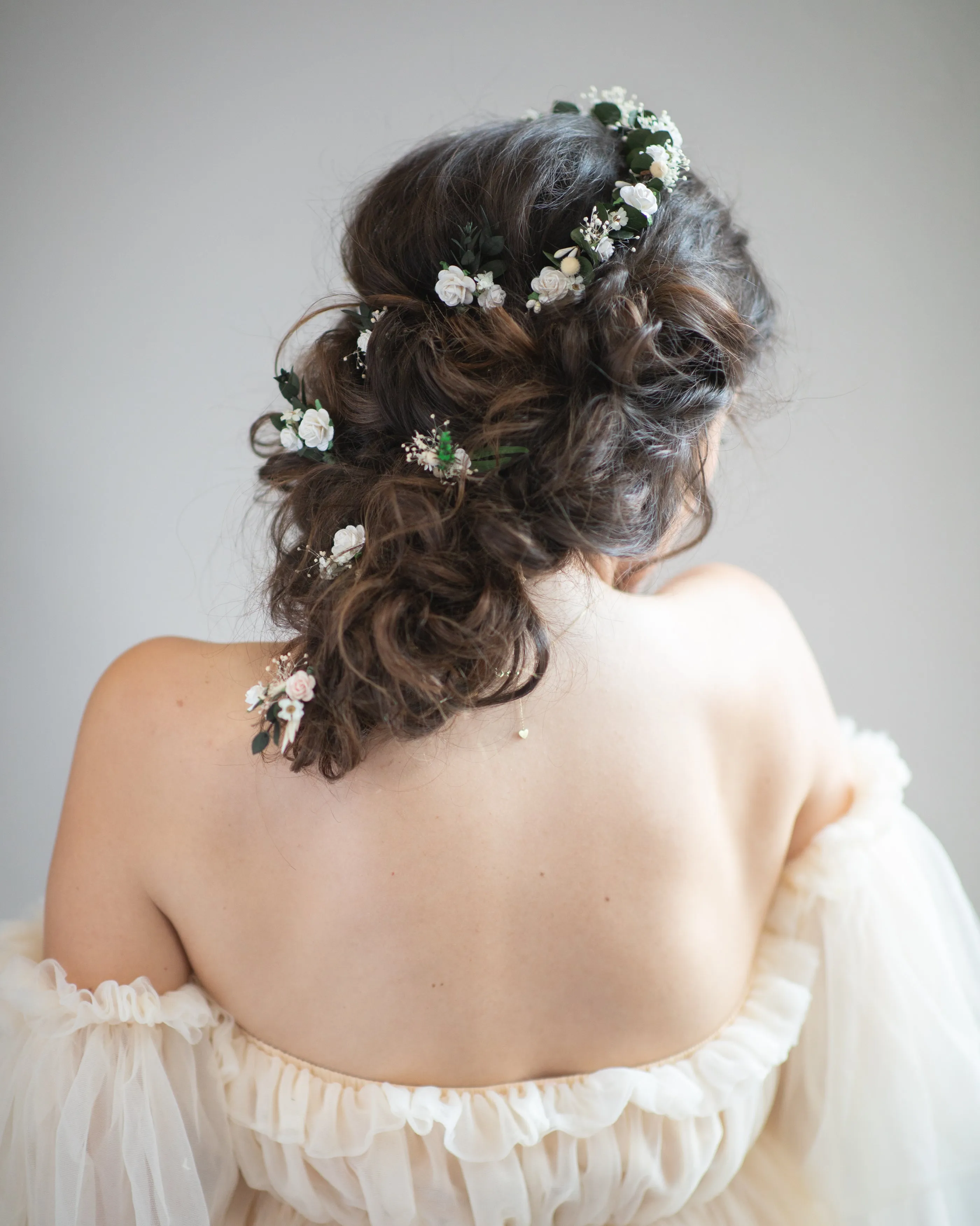 Romanic bridal half wreath and hairpins