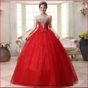 Romantic Princess Strapless Wedding Dress with Appliqués