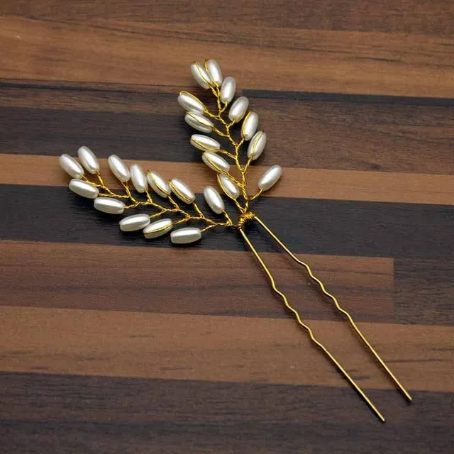 Rose Gold Prom Bride Bridesmaid Hair Accessories Pearl Hair Pin Clip Luxury Crystal Rhinestone Wedding Hairpins Sticks For Women