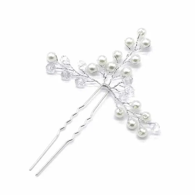 Rose Gold Prom Bride Bridesmaid Hair Accessories Pearl Hair Pin Clip Luxury Crystal Rhinestone Wedding Hairpins Sticks For Women