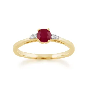 Rubinring, 9 Karat Gelbgold 0.34ct ct Rubin & Diamant Solitaire stil ring
