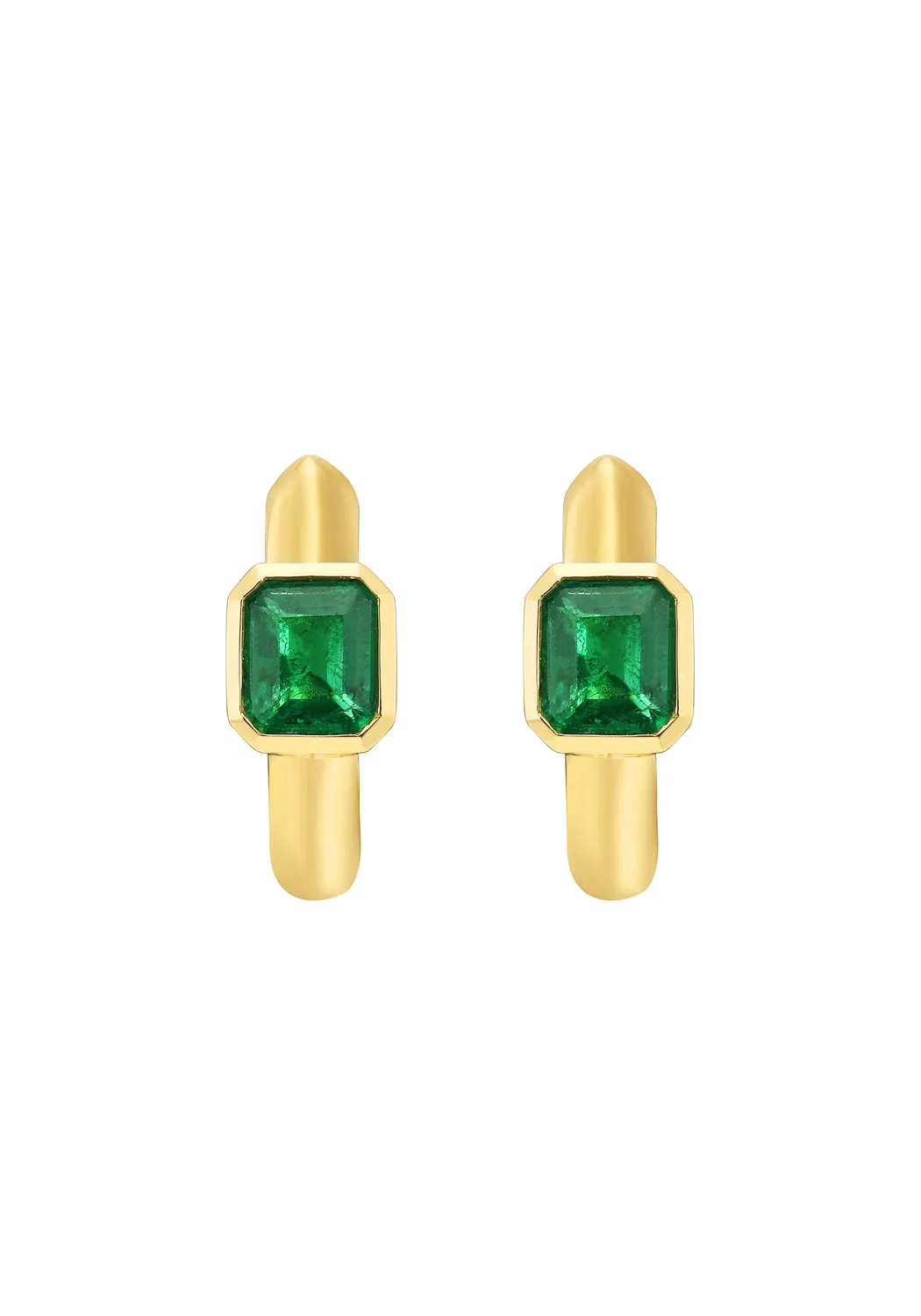 Ruchi 18KYG Jardin Solitaire Emerald Hoop Earrings