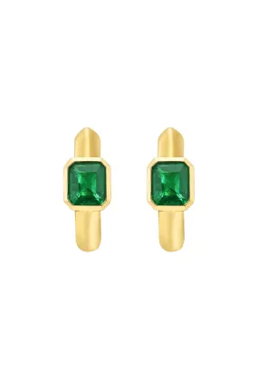 Ruchi 18KYG Jardin Solitaire Emerald Hoop Earrings