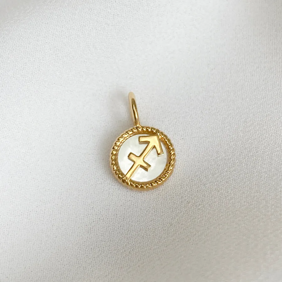 Sagittarius Zodiac Mother of Pearl 14K Gold Vermeil Pendant