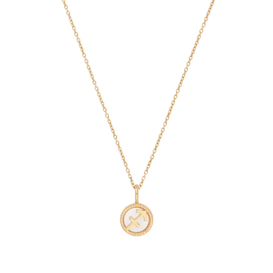 Sagittarius Zodiac Mother of Pearl 14K Gold Vermeil Pendant