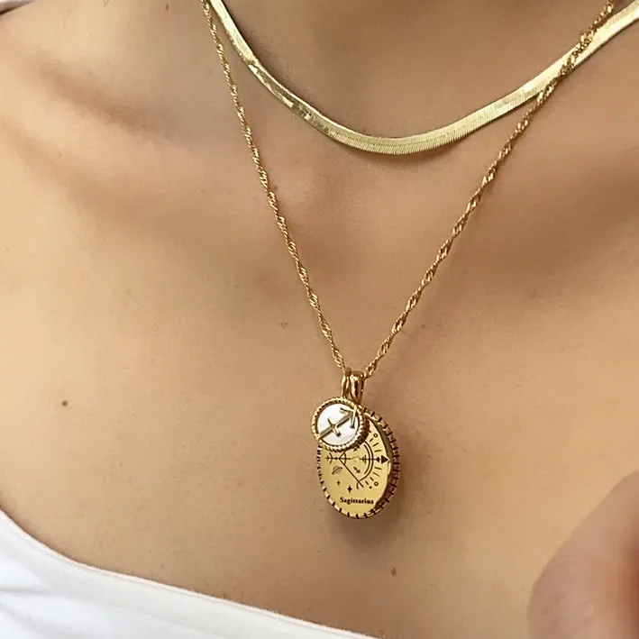 Sagittarius Zodiac Mother of Pearl 14K Gold Vermeil Pendant