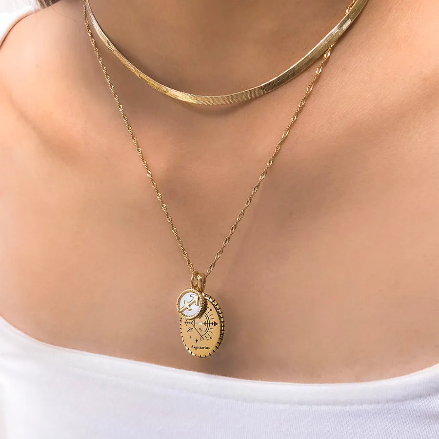 Sagittarius Zodiac Mother of Pearl 14K Gold Vermeil Pendant