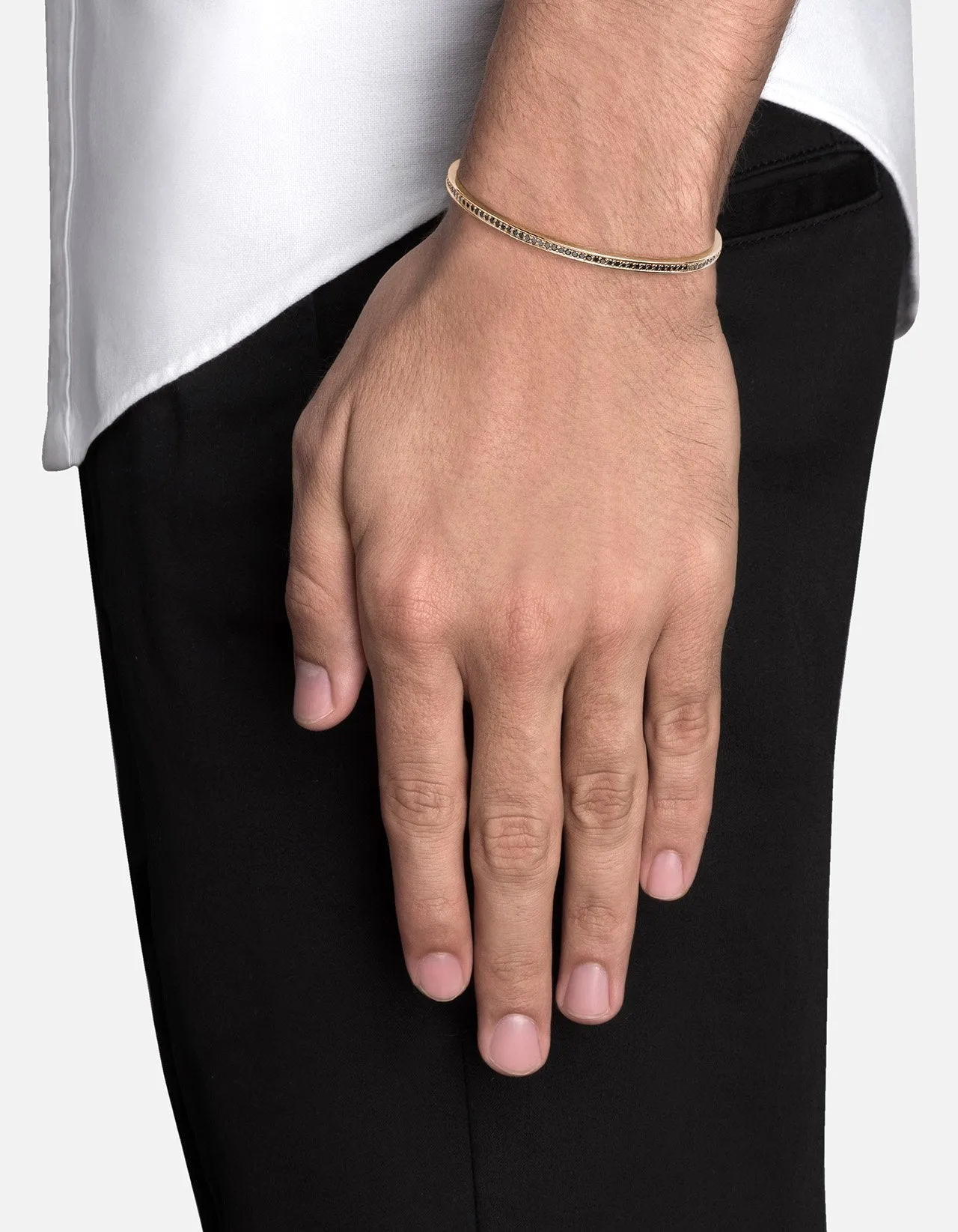 Set Cuff, 14k Gold/Black Diamonds