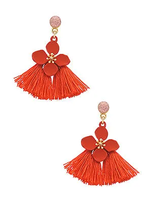 Shayne Thread Tassel Floral Earrings