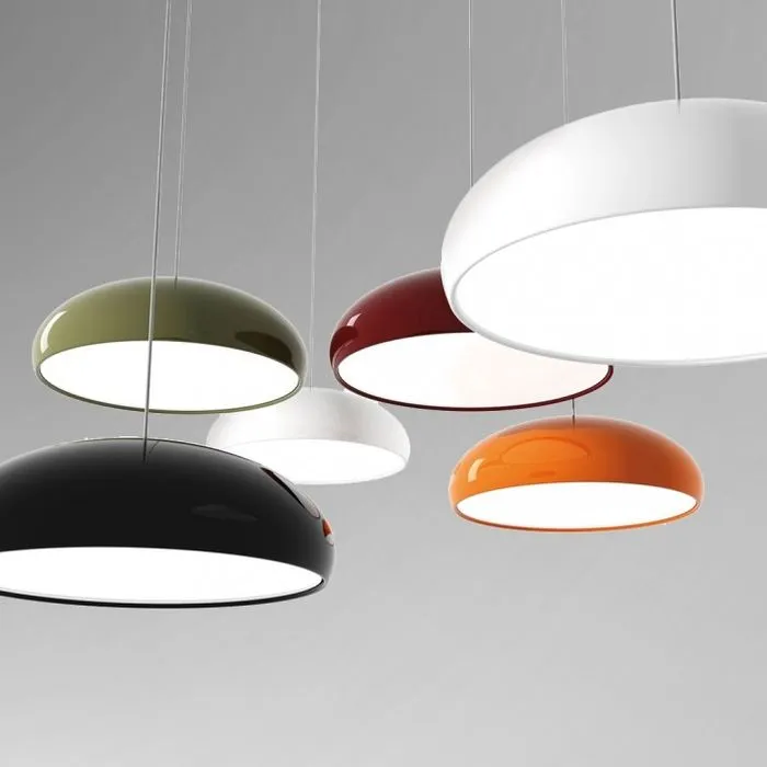 Shiny Orange Modern Metal Pendant Light With Acrylic Diffuser