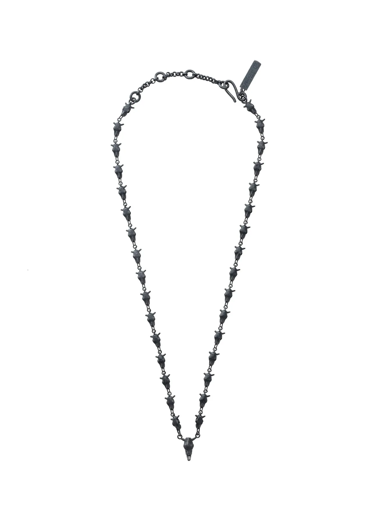 SILVER BK SKULL NECKLACE W/PENDANT
