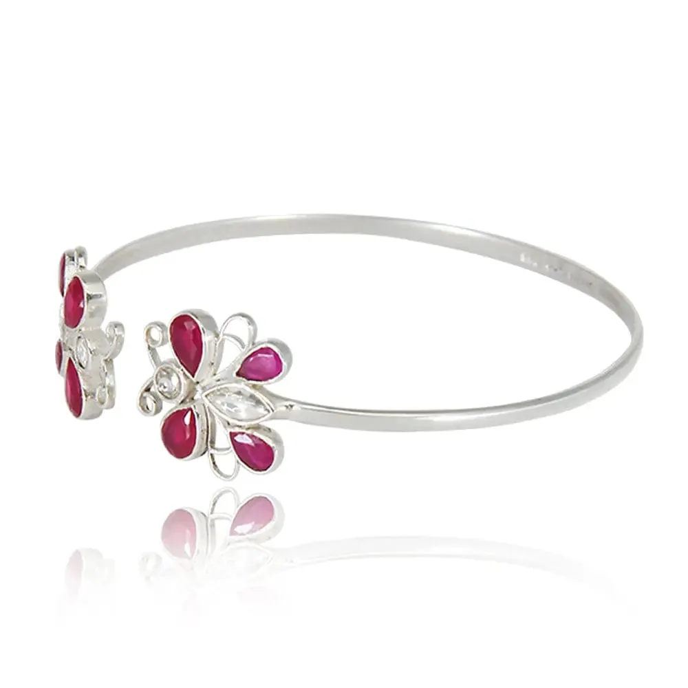 Silver Kundan Butterfly Bangle