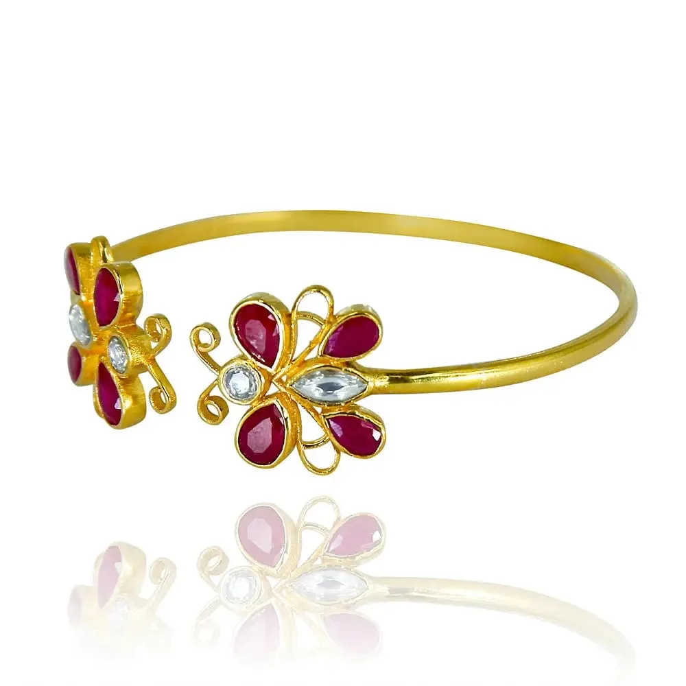 Silver Kundan Butterfly Bangle