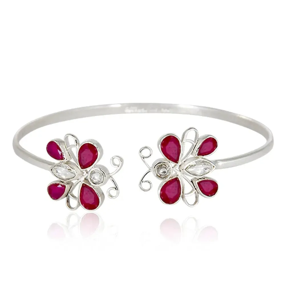 Silver Kundan Butterfly Bangle