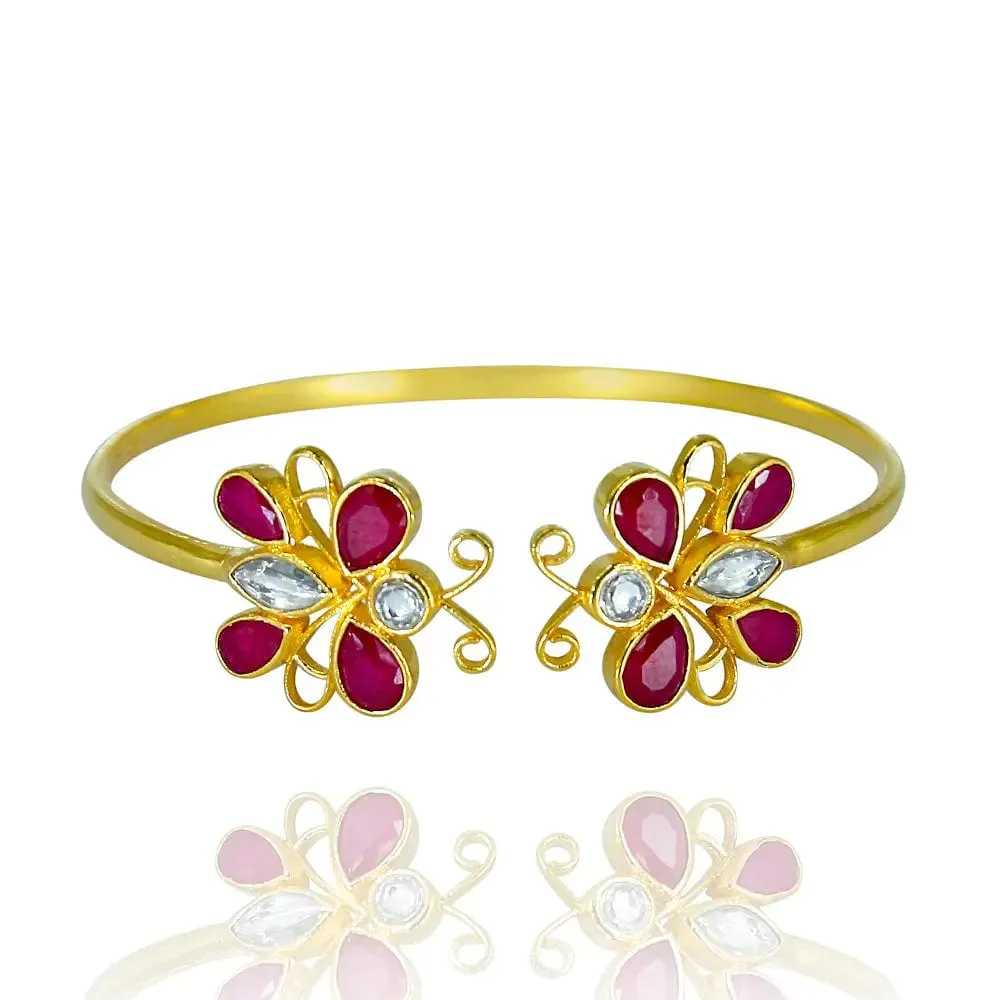 Silver Kundan Butterfly Bangle