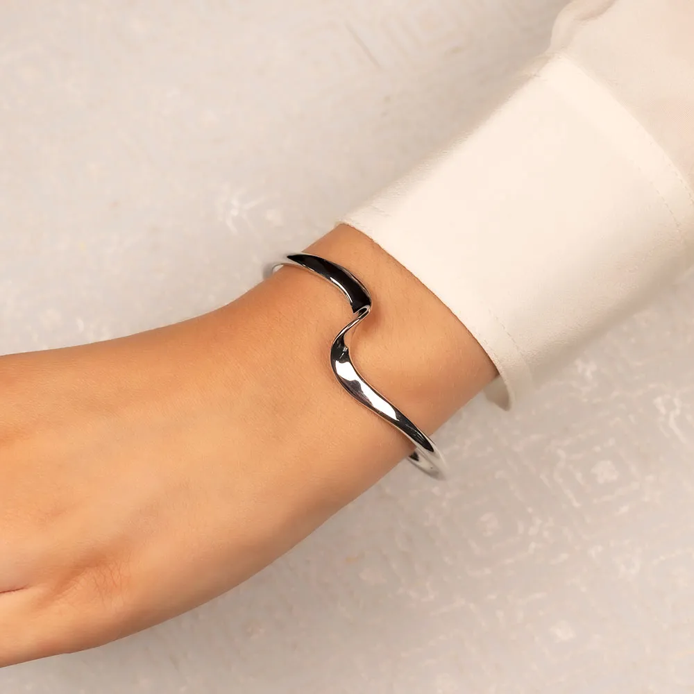Silver Twist Cuff Bangle