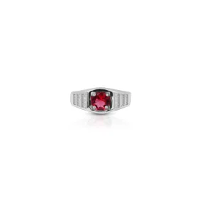 Small Round Pink Gemstone Silver Ring