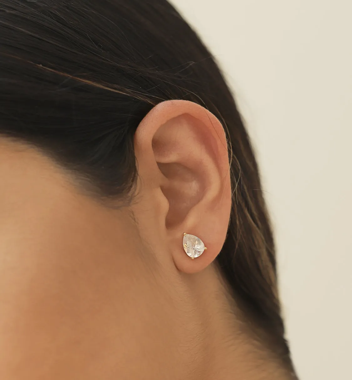 Solitaire Pear Stud Earrings