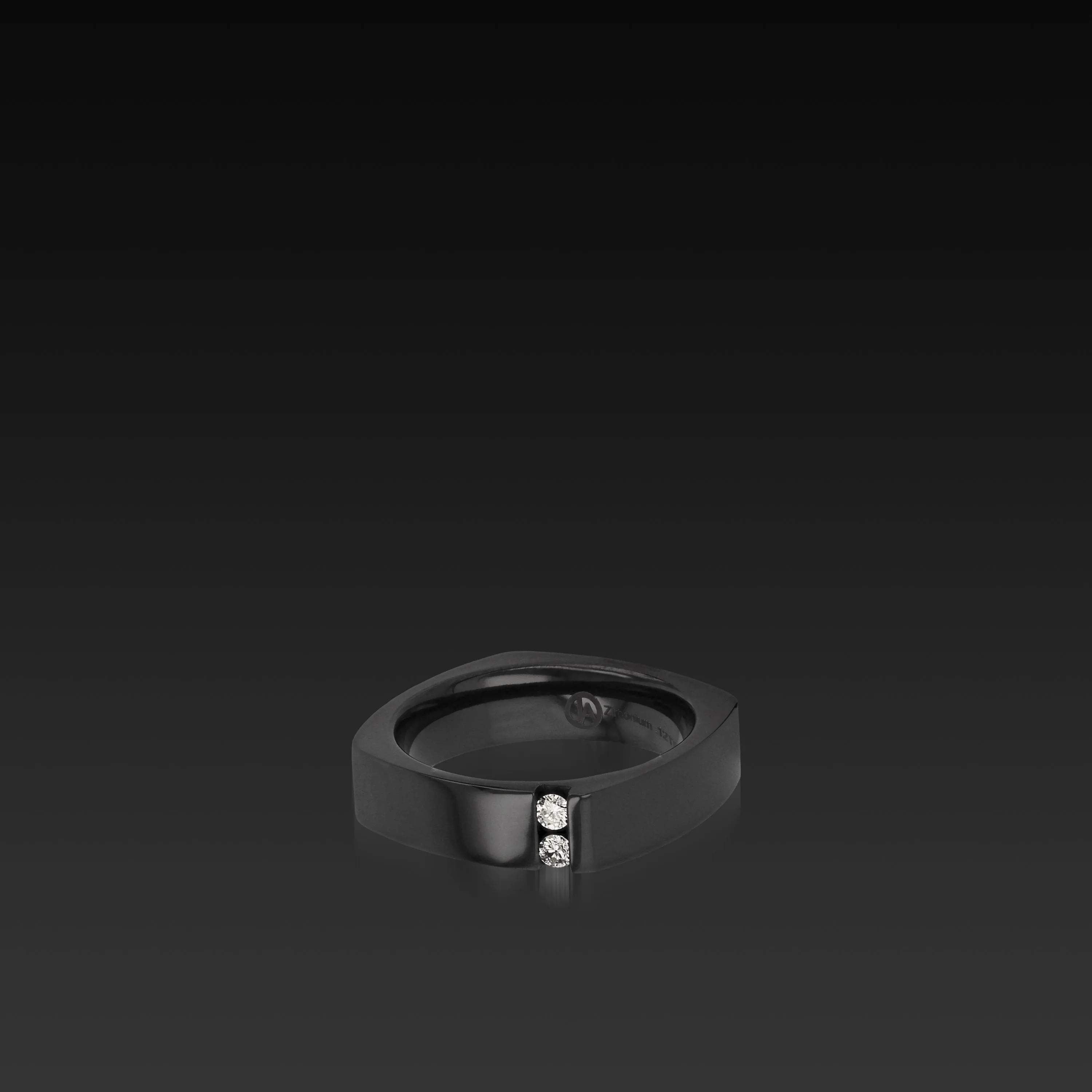 Square Band Black Zirconium with Gemstones