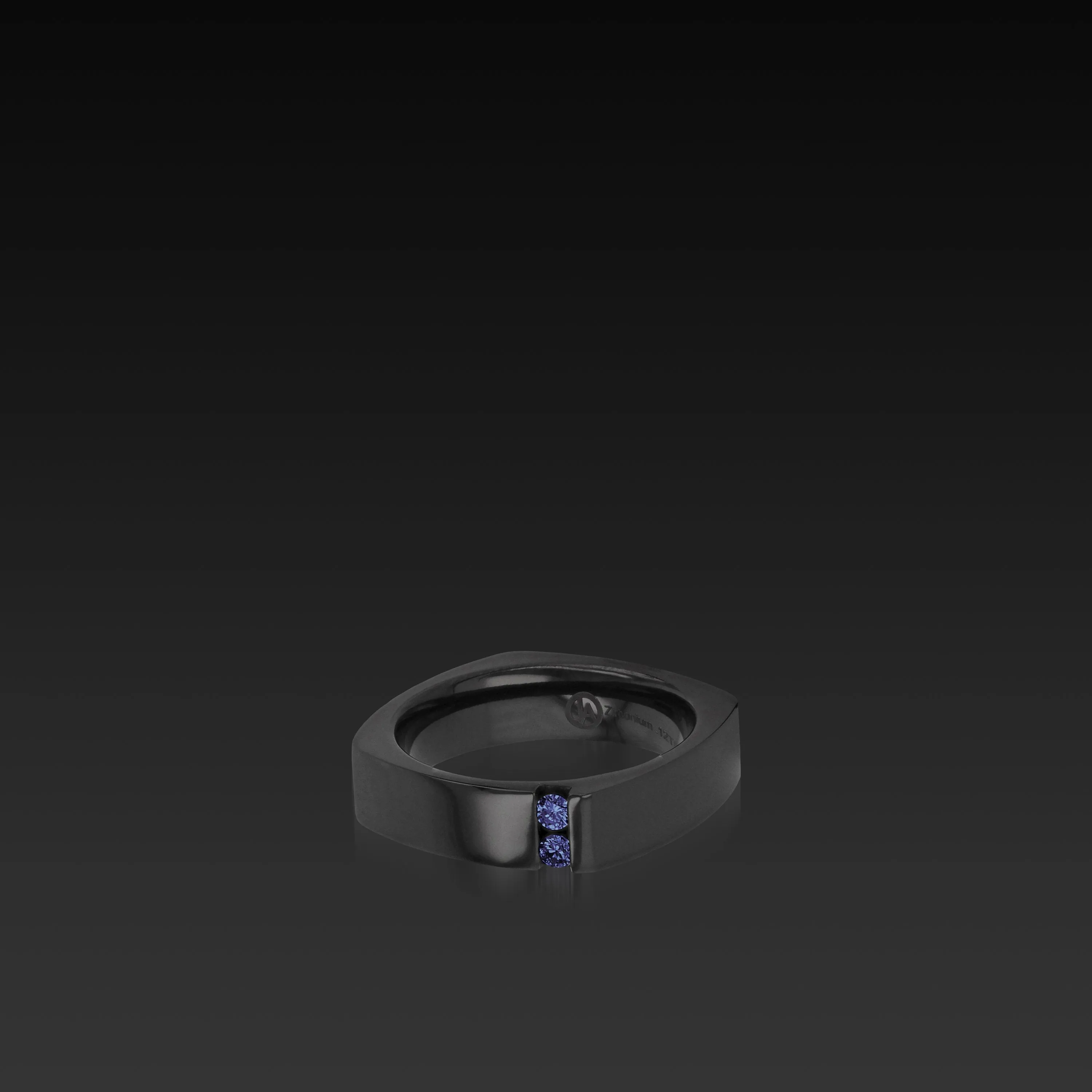 Square Band Black Zirconium with Gemstones