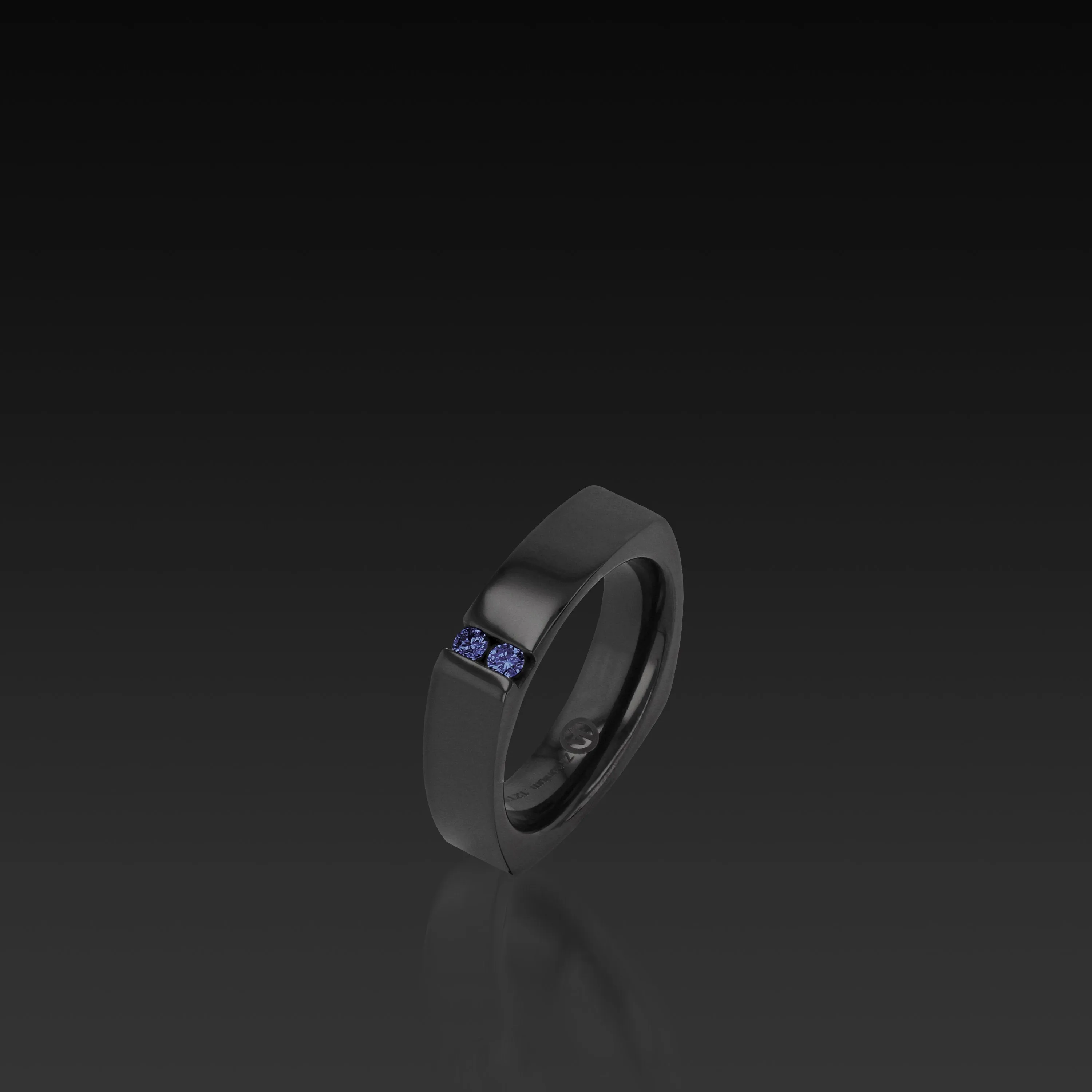 Square Band Black Zirconium with Gemstones