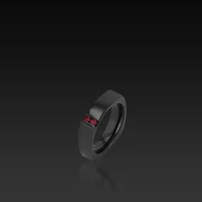 Square Band Black Zirconium with Gemstones